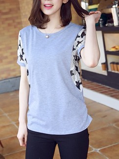 Blue T-Shirt Plus Size Top for Casual Party