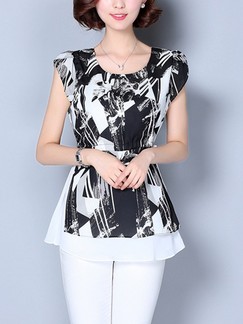 Black and White T- Shirt Plus Size Top for Casual Evening Party