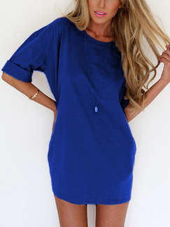 Blue Shift Above Knee Plus Size Dress for Casual Party Evening