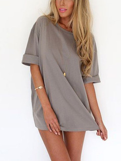 Grey Shift Above Knee Plus Size Dress for Casual Party Evening