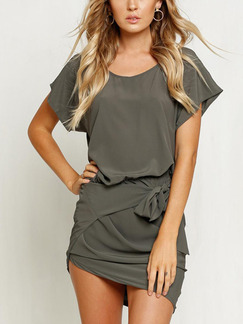 Grey Bodycon Above Knee Plus Size Dress for Casual Party Evening