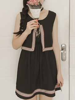 Black Fit & Flare Above Knee Dress for Casual Party