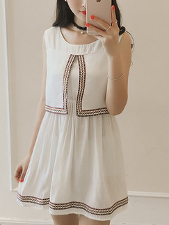 White Fit & Flare Above Knee Dress for Casual Party