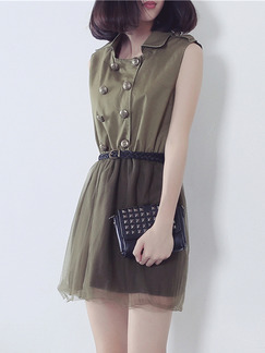 Brown Above Knee Shirt Fit  Flare Dress for Casual Party
