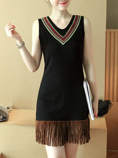 Black Brown Above Knee Sheath Dress for Casual Party Evening
