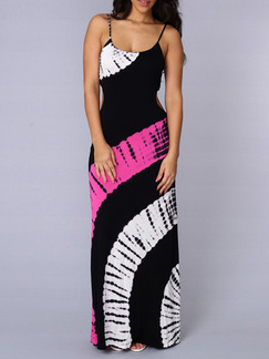 Black White Pink Bodycon Maxi Slip Plus Size Dress for Beach Casual