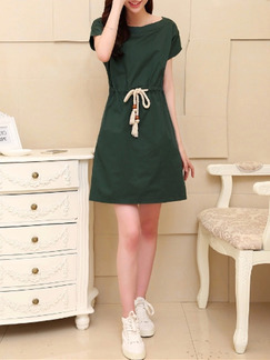 Green Above Knee Plus Size Shift Dress for Casual Party