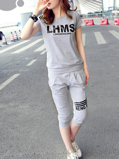Grey Two Piece Shirt Pants Plus Size Jumpsuit for Casual On Sale