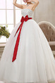 White Strapless Ball Gown Ribbon Dress for Wedding On Sale