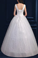 White Bateau Ball Gown Sequin Beading Dress for Wedding On Sale