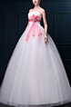 White Strapless Ball Gown Ribbon Beading Appliques Dress for Wedding On Sale