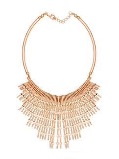 Gold Plated With Chain Gold Chain Bib Dangle  Necklace