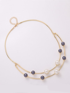 Gold Plated With Chain Gold Chain Bead Pearl Necklace