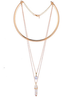 Gold Plated With Chain Gold Chain Rhinestone Necklace