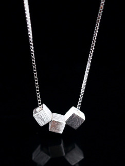 925 Silver With Chain Silver Chain Cube Necklace