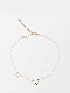 925 Silver With Chain Gold Chain Triangle Square Necklace