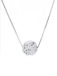 925 Silver With Chain Silver Chain Rhinestone Necklace
