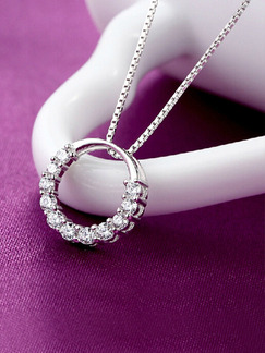 925 Silver With Chain Silver Chain Ring Rhinestone Pendant
