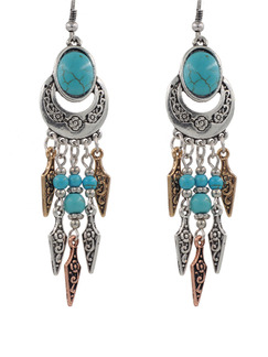 Silver Plated Dangle Hook Turquoise Earring