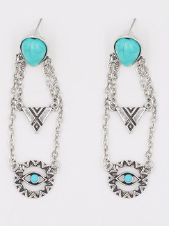 Silver Plated Dangle Turquoise Stud