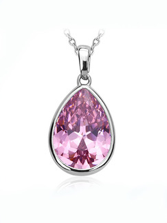 Silver Plated With Chain Silver Chain Drop Amethyst Pendant