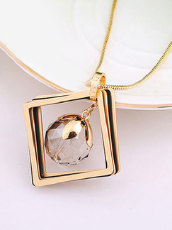 Gold Plated With Chain Gold Chain Square Single Stone Rhinestone Pendant