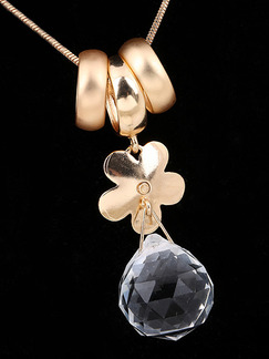 Gold Plated With Chain Gold Chain Single Stone Rhinestone Pendant