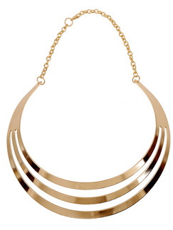 Gold Plated With Chain Gold Chain Triple Collar Necklace