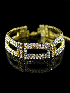 Gold Plated Link Rhinestone Bracelet