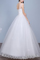 White Bateau Ball Gown Appliques Embroidery Dress for Wedding