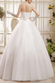 White Strapless Ball Gown Sash Ribbon Beading Dress for Wedding