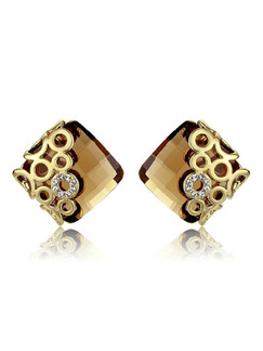 Gold Plated Stud Crystal and Rhinestone Earring