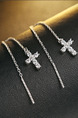 925 Silver Cross Dangle Rhinestone Earring