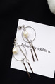 Gold Plated  Bead Dangle Hoop Pearl Earring
