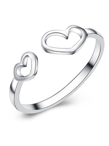 925 Silver Heart Open  Ring