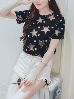 Black T-Shirt Top for Casual Party