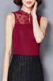 Red Blouse Lace Plus Size Top for Casual Evening Office