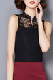 Black Blouse Lace Plus Size Top for Casual Evening Office