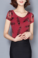 Red and Black Blouse Plus Size Top for Casual Evening