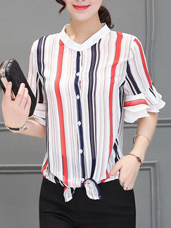 White Red Colorful Blouse Plus Size Top for Casual Evening Office