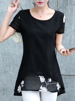 Black T-Shirt Plus Size Top for Casual Evening
