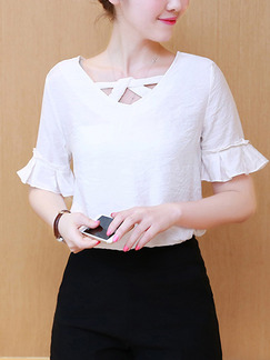 White Blouse Plus Size Top for Casual Evening Office