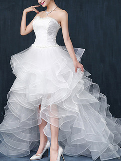 White Sweetheart Ruffle Plus Size Dress for Wedding