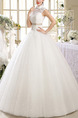 White Illusion High Neck Princess Sash Plus Size Dress for Wedding
