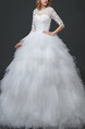 White Illusion Ball Gown Beading Ruffle Plus Size Dress for Wedding