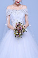 White Off Shoulder Ball Gown Beading Appliques Plus Size Dress for Wedding