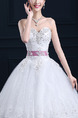 White Sweetheart Ball Gown Sash Beading Embroidery Crystal Dress for Wedding