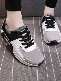 White Black and Grey Leather Round Toe Lace Up Rubber Shoes