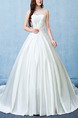 White Sweetheart Illusion High Neck Sash Dress for Wedding