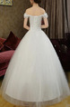White Off Shoulder Ball Gown Beading Appliques Embroidery Dress for Wedding